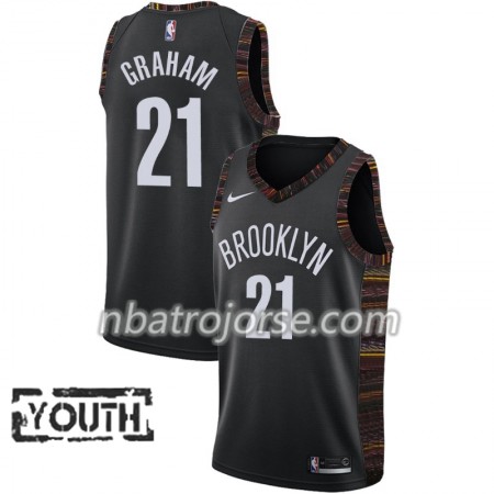 Barn Brooklyn Nets Tröja Treveon Graham 21 2018-19 Nike City Edition Svart Swingman